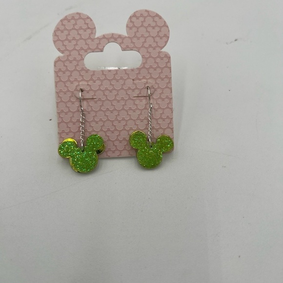 Green Glitter Mouse Earrings - Picture 5 of 6